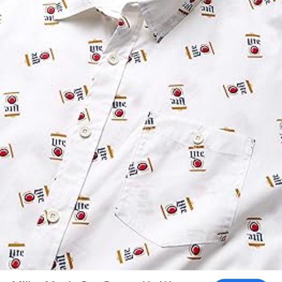 2017 OFFICIAL MILLER LITE BEER CAN SHORT SLEEVE BUTTON SHIRT Men's med with hat - Picture 6 of 6